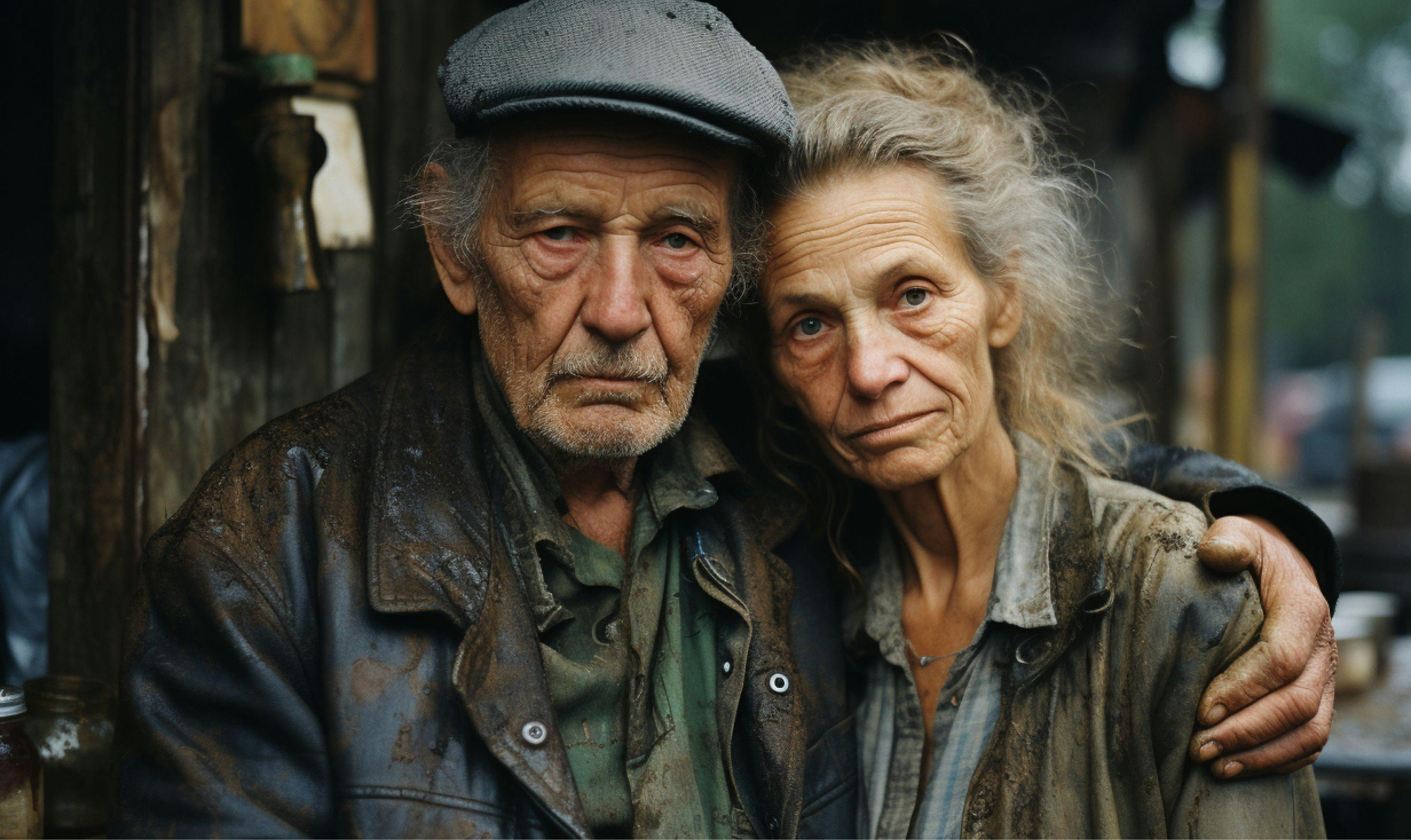 Photograph from 1990s Scotland showing an old bartender and his wife in their 60s