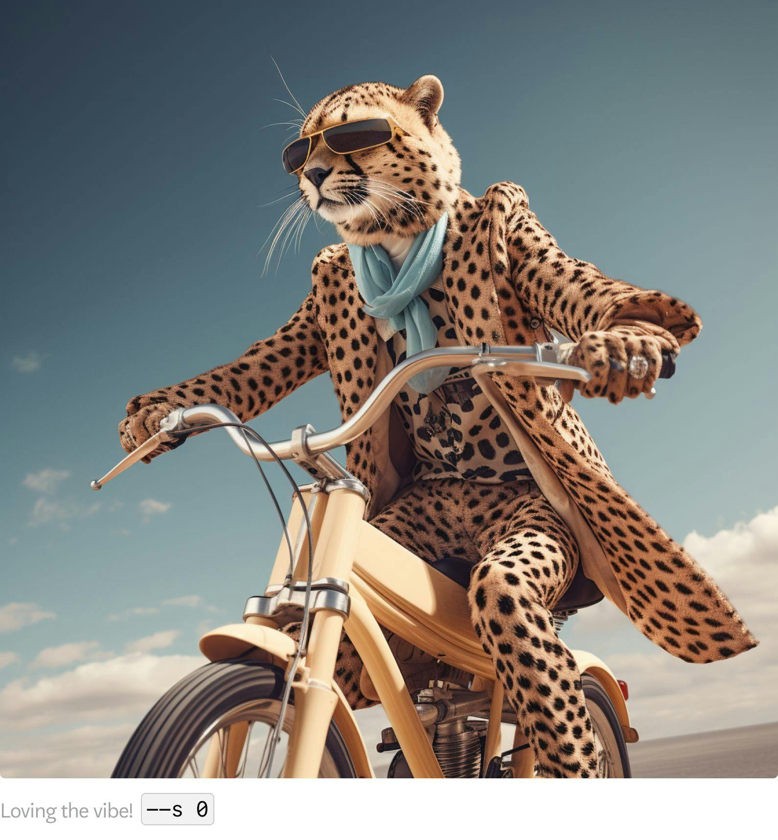 /imagine cheetah with sunglasses in fashionable clothes riding a racing bike